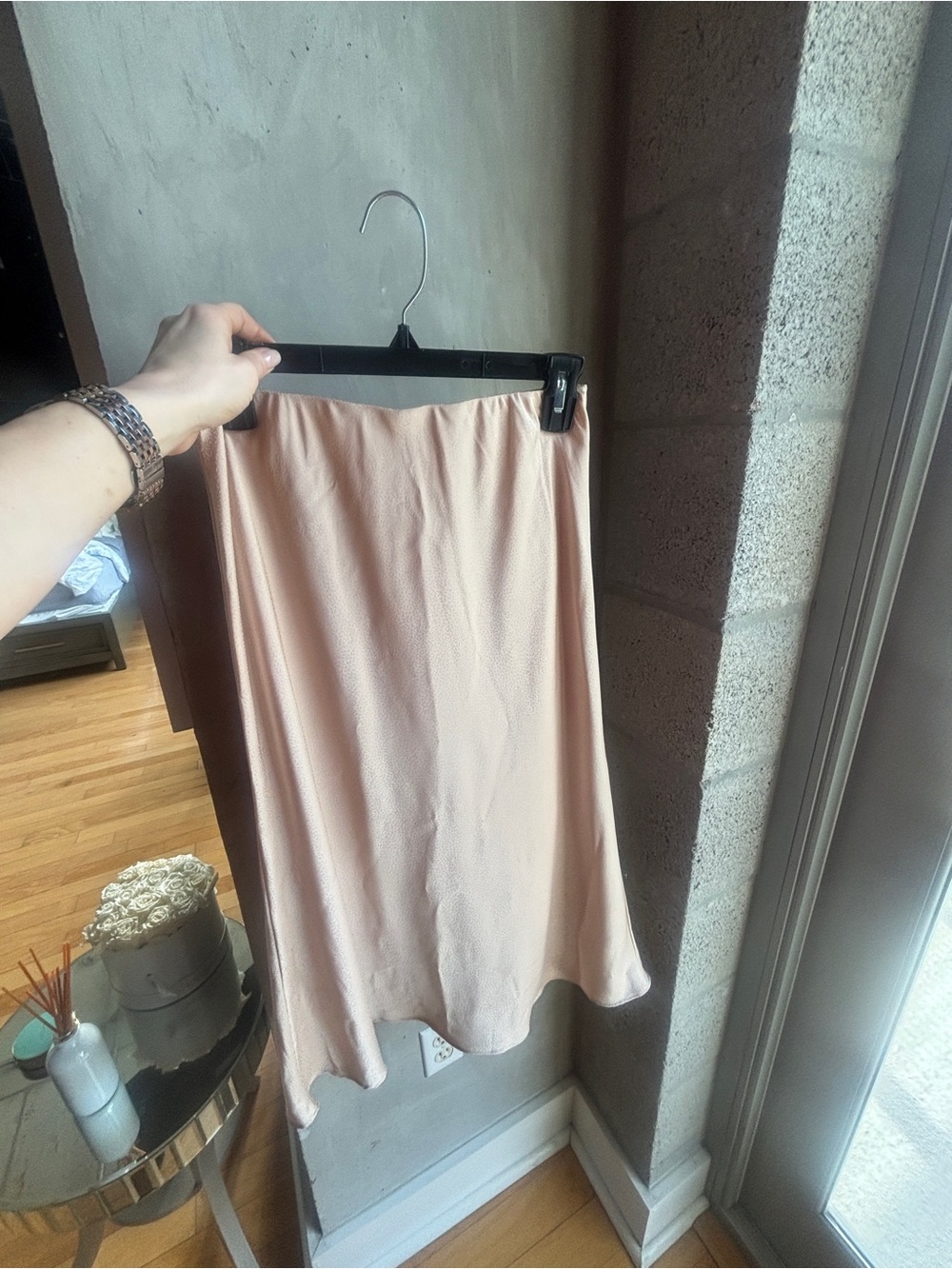 Lush Cream/Peach Midi Skirt